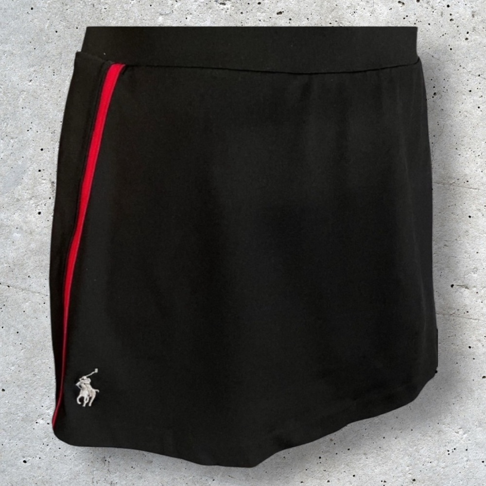 Ralph Lauren Tennis Pickle ball racket ball  Golf Skort Skirt Black Red Trim Med